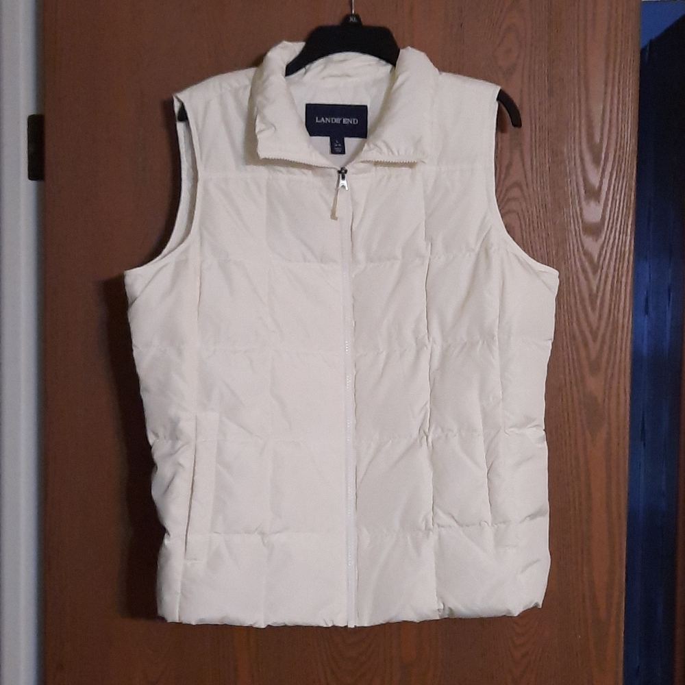 Down vest. Lands End. L 14-16. Winter white NWOT